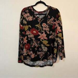 WELL WORN Ladies' V-Neck Long Sleeve knit sweater top bold floral size Large